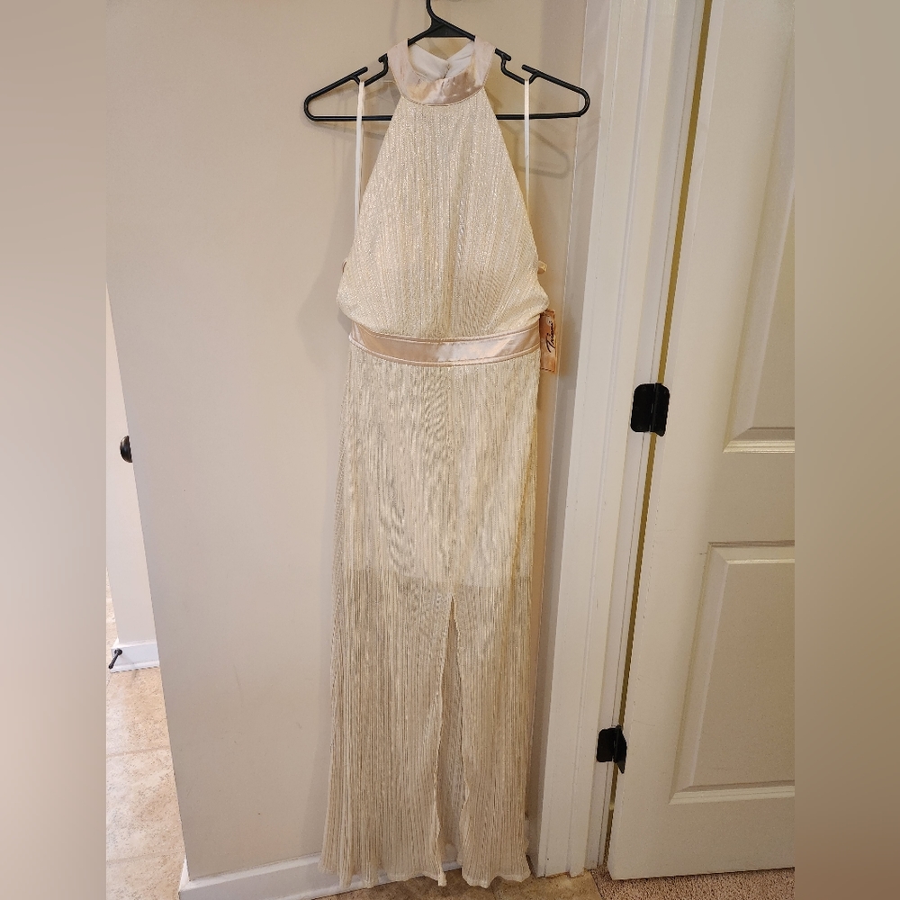 Trixxi Long Gown Gold and White